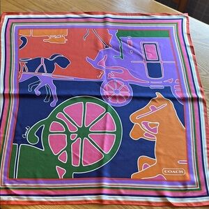 Coach Multicolor Silk Scarf-horse and carriage design